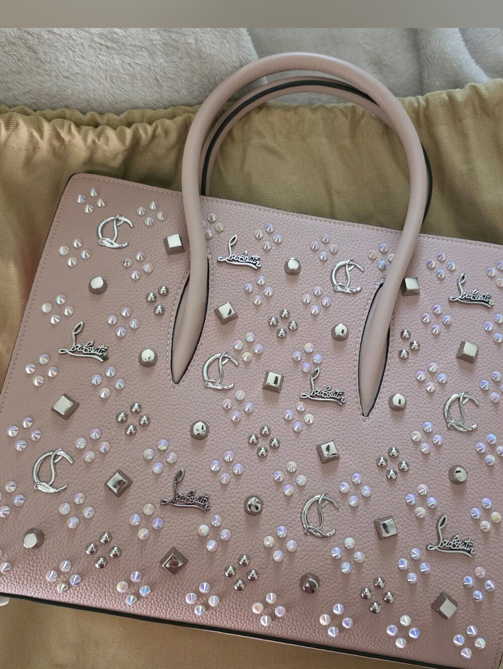 Christian Louboutin Blush Pink Stud-Embellished Tote